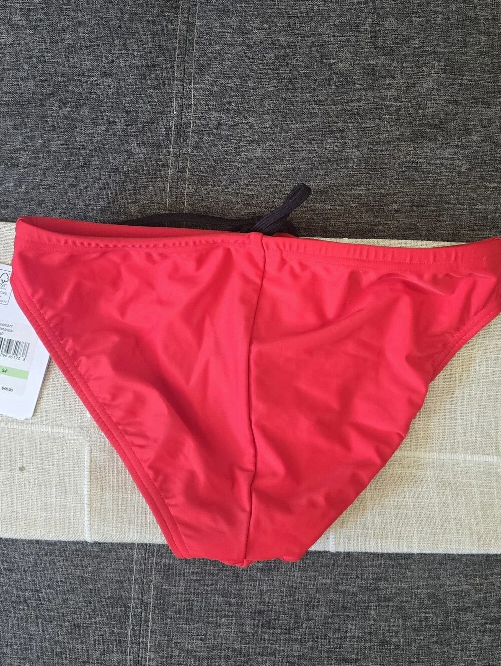 Speedo Men's Bright Red Swim Brief with Black Drawstring